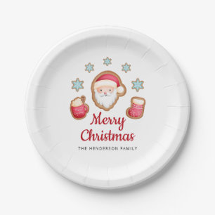 Cute Santa Merry Christmas Paper Plate
