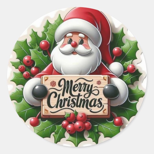 Cute Santa Merry Christmas Stickers for Holiday  (Front)