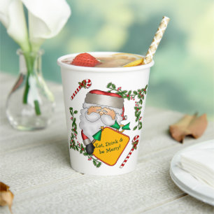 Cute Santa Message Board Christmas Paper Cups