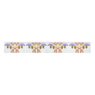Cute Santa & Mrs. Claus Merry Christmas Greeting Grosgrain Ribbon
