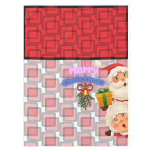 Cute Santa & Mrs. Claus Merry Christmas Greeting  Tablecloth