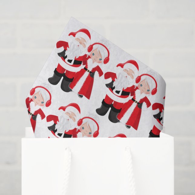Cute Santa Mrs. Claus tiled party tissue Paper (Gift Bag)