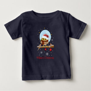 Cute Santa Owl with custom text and name Baby T-Shirt