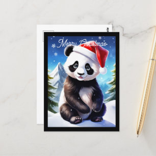 Cute Santa Panda Christmas Holiday Postcard