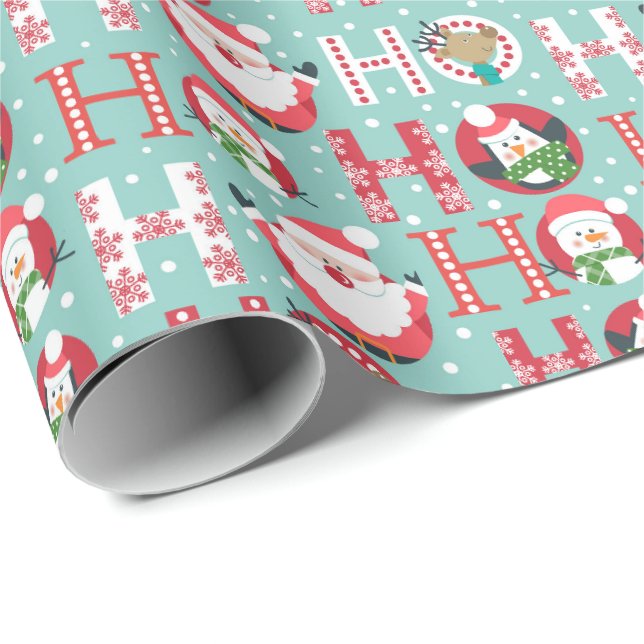 Cute Santa Penguin Christmas Gift Wrapping Paper (Roll Corner)