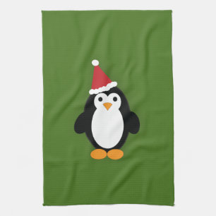 Cute Santa Penguin Kitchen Towel