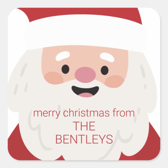 Cute Santa Personalized Christmas Gift Stickers (Front)