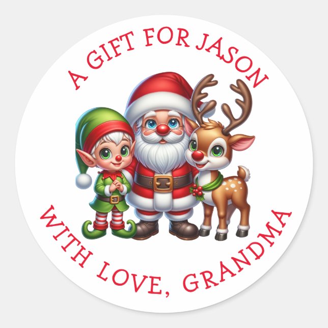 Cute Santa Personalized Christmas Gift Tags  (Front)