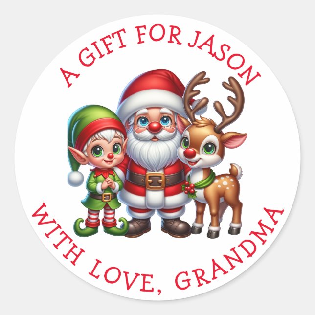 Cute Santa Personalized Christmas Gift Tags  (Front)