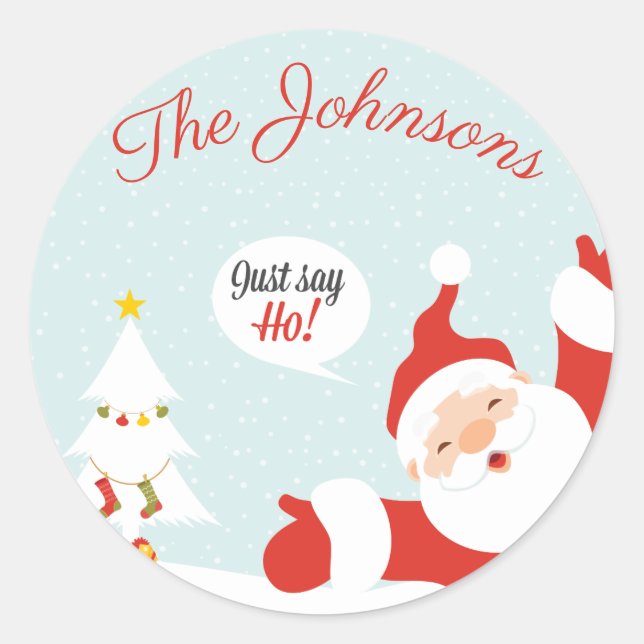 Cute Santa Personalized Christmas Stickers Seals (Front)