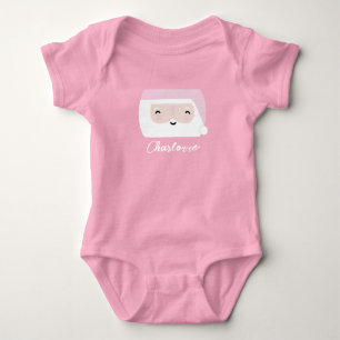 Cute Santa Pink Christmas Baby Bodysuit