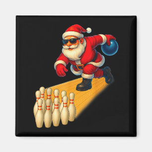 Cute Santa Playing Bowling Ball And Pins Bowler Ch Magnet