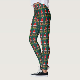 Cute Santa Pug Christmas Leggings