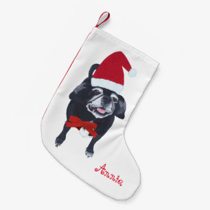 Cute Santa Pug Dog Personalized Christmas Stocking