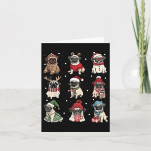 Cute Santa Pug Funny Xmas Lights Dogs Lover Men Wo Card