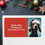 Cute Santa Puppy Dog Dachshund Christmas Address Label<br><div class="desc">Celebrate the holiday season with our adorable Holiday Christmas Return Address Labels featuring a cute dachshund dog donning a festive Santa hat.</div>