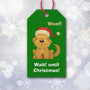 Cute Santa Puppy Wait Until Christmas Gift Tags