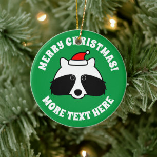 Cute Santa raccoon Holiday Christmas tree ornament