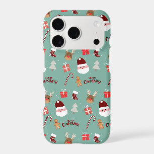 Cute Santa Reindeer Candy Cane Gingerbread Pattern