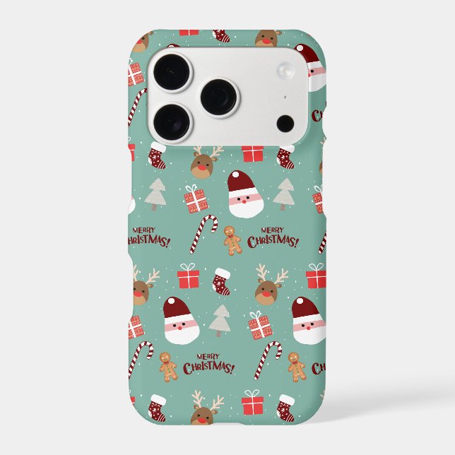 Cute Santa Reindeer Candy Cane Gingerbread Pattern (Back)