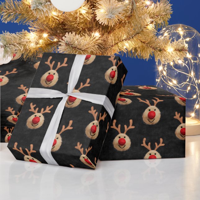Cute Santa Reindeer Christmas Wrapping Paper (Holidays)