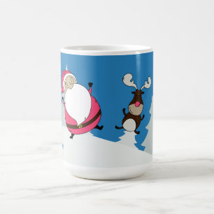 Cute Santa & Reindeer custom name mugs