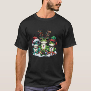 Cute Santa Reindeer Elf Frog Christmas Womens Mens T-Shirt