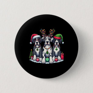 Cute Santa Reindeer Elf Great Dane Christmas Women 2 Inch Round Button