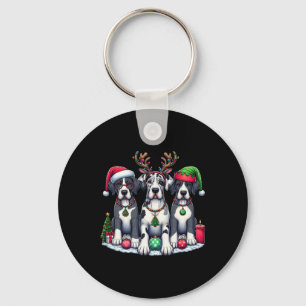Cute Santa Reindeer Elf Great Dane Christmas Women Keychain