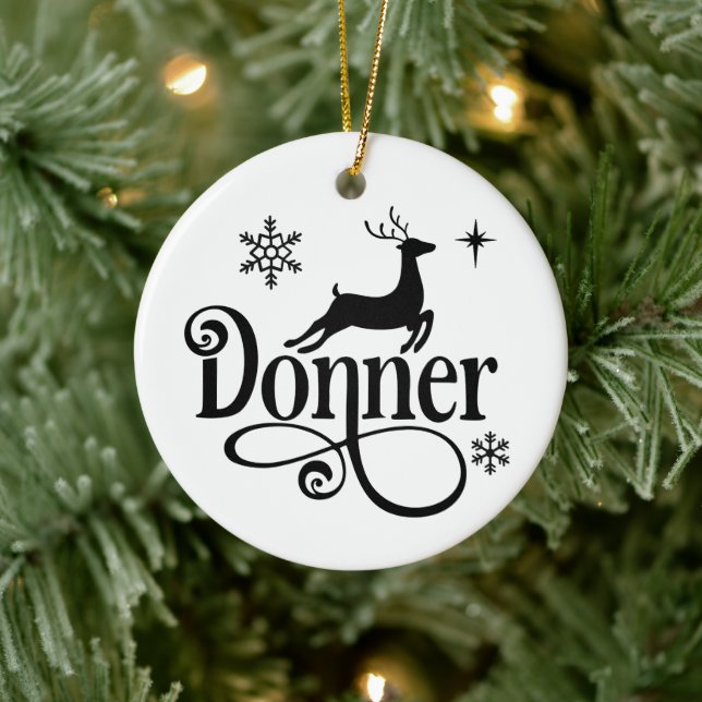 Cute Santa Reindeer Names Donner Christmas Ceramic Ornament (Tree)