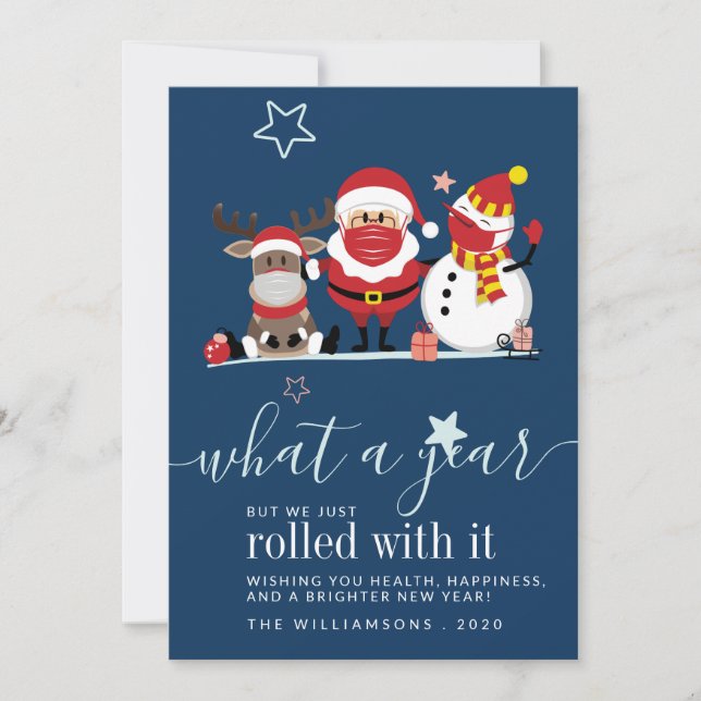 Cute Santa Reindeer Snowman 2020 Script Christmas (Front)