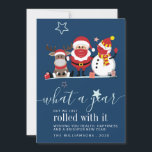 Cute Santa Reindeer Snowman 2020 Script Christmas<br><div class="desc">Customize this cute "What A Year" Christmas card with your own message or delete by clicking on the "Personalize this" button above. Bring on some Christmas cheer this year with this funny and cute customizable card</div>