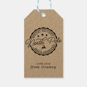 Cute Santa Seal North Pole Gift Tags