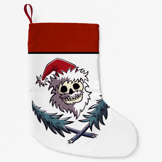 Cute Santa Skull with sunglass Small Christmas Stocking (Front)