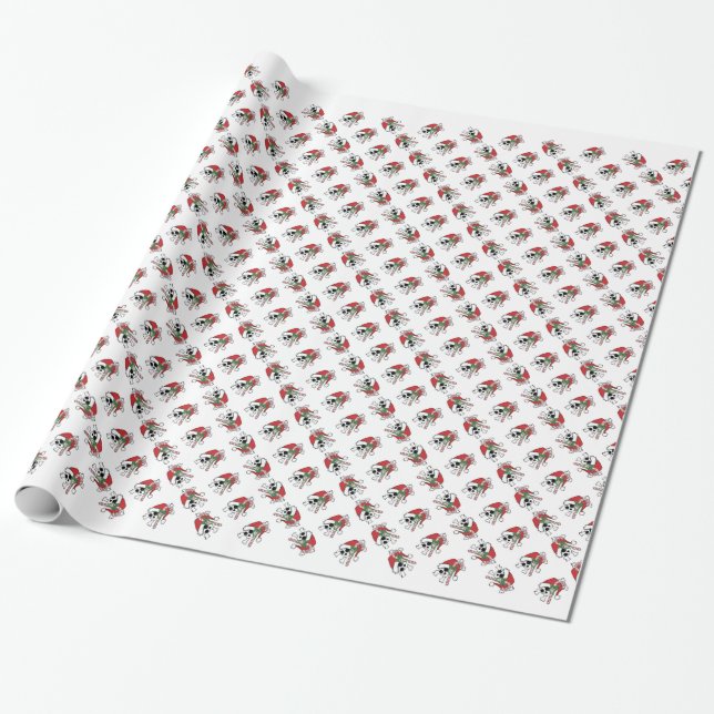 Cute Santa Skull Wrapping Paper (Unrolled)