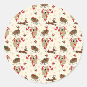 Cute Santa Sloth Happy Holidays Classic Round Sticker