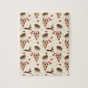 Cute Santa Sloth Happy Holidays Jigsaw Puzzle