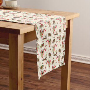 Cute Santa Sloth Happy Holidays Short Table Runner