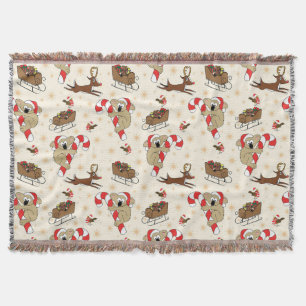 Cute Santa Sloth Happy Holidays Throw Blanket