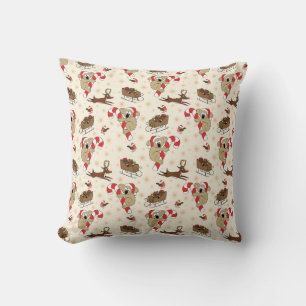 Cute Santa Sloth Happy Holidays Throw Pillow