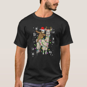 Cute Santa Sloth Riding Llama Christmas Lights Paj T-Shirt