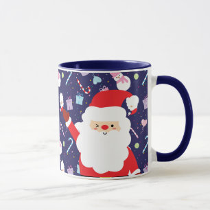 Cute Santa Snowman Candy Cane Christmas Pattern Mug