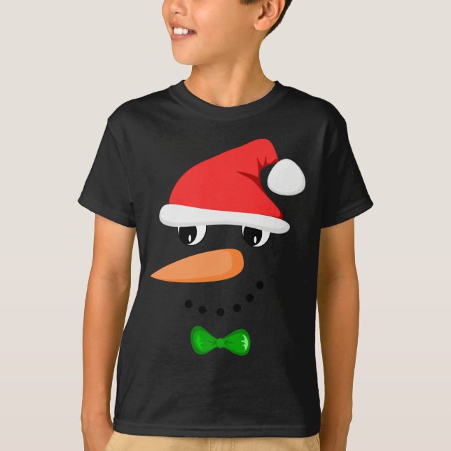 Cute Santa Snowman Face Funny Christmas Snowman Co T-Shirt (Front)