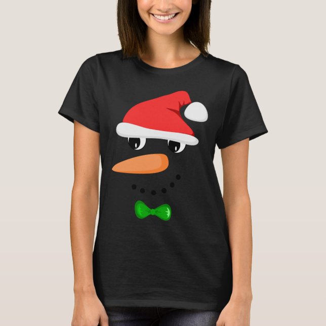 Cute Santa Snowman Face Funny Christmas Snowman Co T-Shirt (Front)