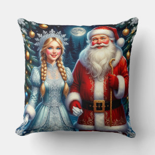 🎅 Cute Santa Snowy Christmas ❄️ Throw Pillow