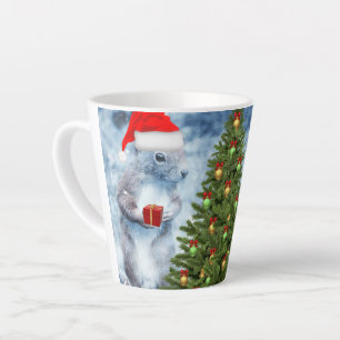 Cute Santa Squirrel with Christmas Tree Holiday Latte Mug