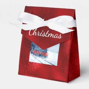 Cute Santa Train Reindeer Xmas Red Foil Favour Box