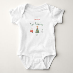 Cute Santa Tree Snowman Baby's First Christmas Baby Bodysuit