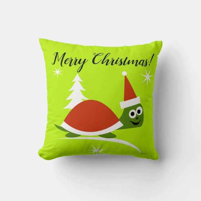 Cute Santa Turtle Merry Christmas   Throw Pillow (Front)