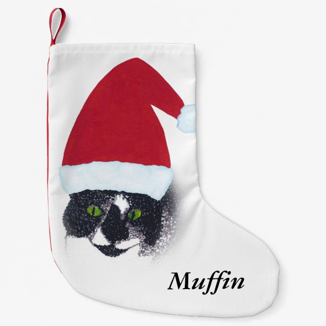 Cute Santa Tuxedo Cat Christmas Stockings (Front)